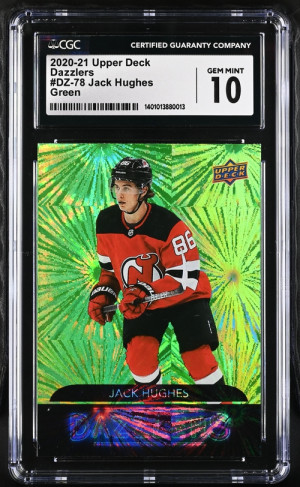 2020-21 UD Dazzlers Green Jack Hughes #DZ-78 CGC 10 GEM MINT front